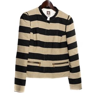 Anne Klein Suit Separates Biege Black and White Stripes Jacket Size 6